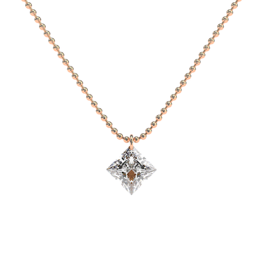 Drilled Princess Cut Diamond Beam Chain Necklace - Le Bezel 