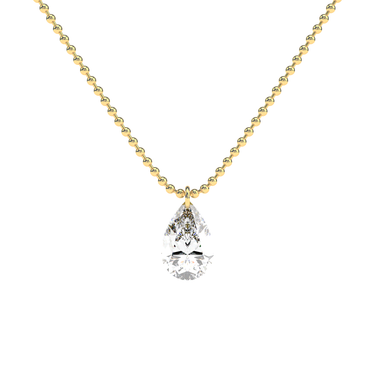 Drilled Pear Cut Diamond Beam Chain Necklace - Le Bezel 