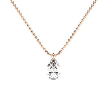 Drilled Pear Cut Diamond Beam Chain Necklace - Le Bezel 