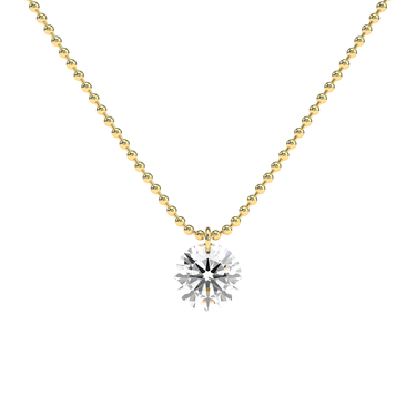 Drilled Round Cut Diamond Beam Chain Necklace - Le Bezel 