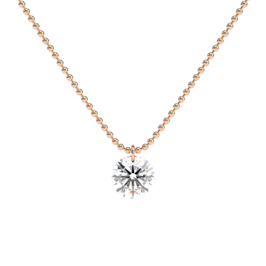 Drilled Round Cut Diamond Beam Chain Necklace - Le Bezel 