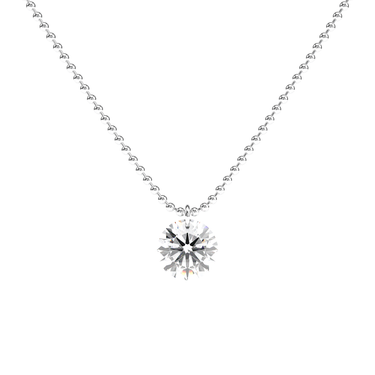 Drilled Round Cut Diamond Beam Chain Necklace - Le Bezel 