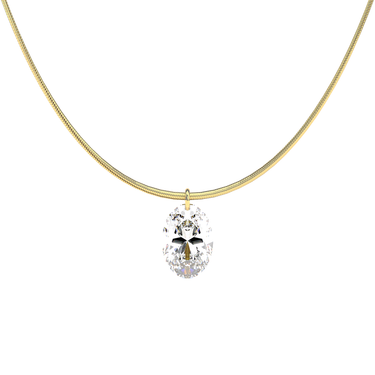 Oval Cut Diamond Snake Chain Necklace - Le Bezel 