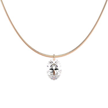 Oval Cut Diamond Snake Chain Necklace - Le Bezel 