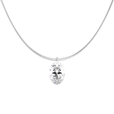 Oval Cut Diamond Snake Chain Necklace - Le Bezel 