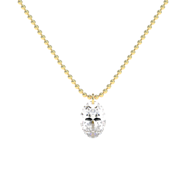 Drilled Oval Cut Diamond Beam Chain Necklace - Le Bezel 