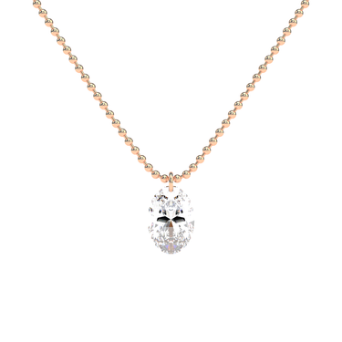 Drilled Oval Cut Diamond Beam Chain Necklace - Le Bezel 
