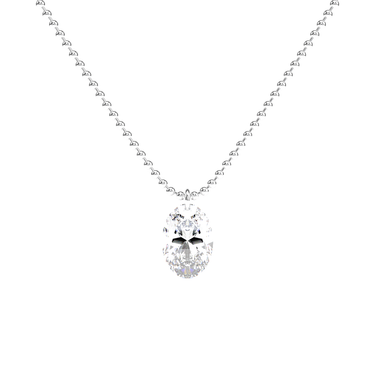 Drilled Oval Cut Diamond Beam Chain Necklace - Le Bezel 