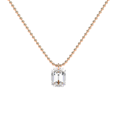 Drilled Emerald Cut Diamond Beam Chain Necklace - Le Bezel 