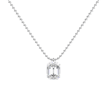Drilled Emerald Cut Diamond Beam Chain Necklace - Le Bezel 