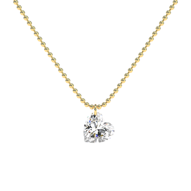 Drilled Heart Cut Diamond Beam Chain Necklace - Le Bezel 