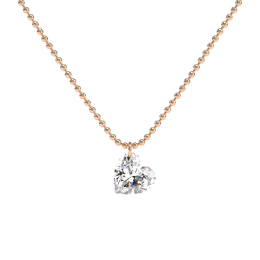 Drilled Heart Cut Diamond Beam Chain Necklace - Le Bezel 