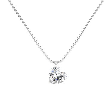 Drilled Heart Cut Diamond Beam Chain Necklace - Le Bezel 