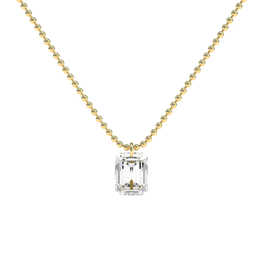 Drilled Emerald Cut Diamond Beam Chain Necklace - Le Bezel 