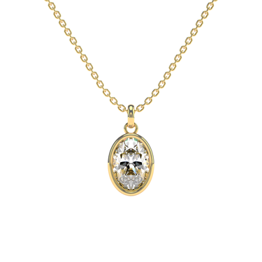 Bezel Oval Solitaire Diamond Pendant Necklace - Le Bezel 
