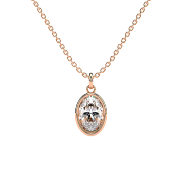 Bezel Oval Solitaire Diamond Pendant Necklace - Le Bezel 