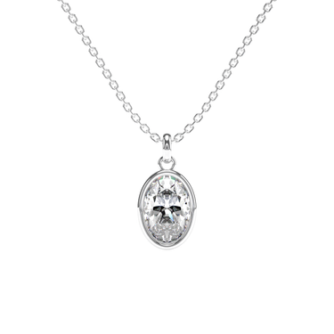 Bezel Oval Solitaire Diamond Pendant Necklace - Le Bezel 