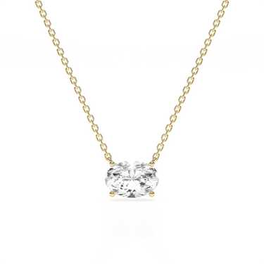 Oval Diamond Solitaire Necklace - Le Bezel 
