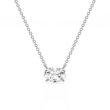 Oval Diamond Solitaire Necklace - Le Bezel 