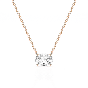 Oval Diamond Solitaire Necklace - Le Bezel 