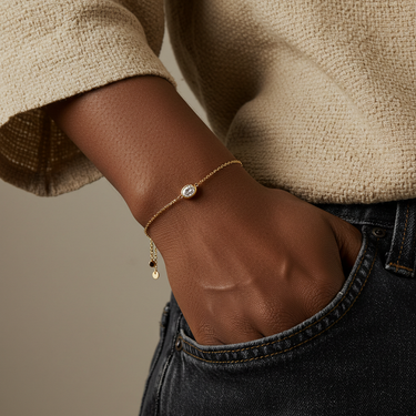 Solitaire Bezel Oval Diamond Bracelet - Le Bezel 