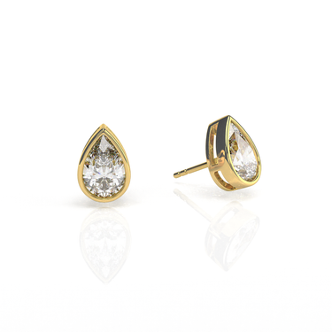 Solitaire Pear Diamond Earring in Bezel Setting - Le Bezel 