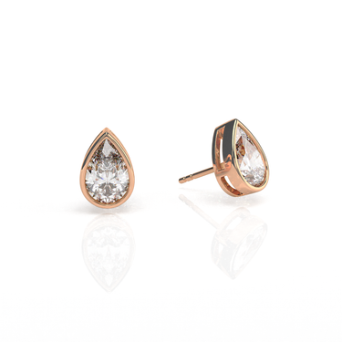 Solitaire Pear Diamond Earring in Bezel Setting - Le Bezel 