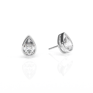 Solitaire Pear Diamond Earring in Bezel Setting - Le Bezel 