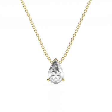 Pear Diamond Solitaire Necklace - Le Bezel 