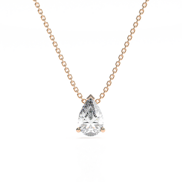 Pear Diamond Solitaire Necklace - Le Bezel 