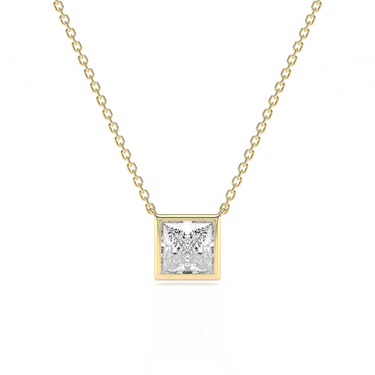 Bezel Princess Diamond Solitaire Necklace - Le Bezel 