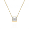 Bezel Princess Diamond Solitaire Necklace - Le Bezel 