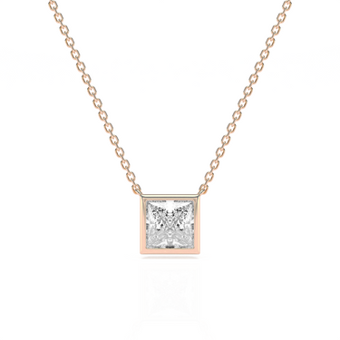 Bezel Princess Diamond Solitaire Necklace - Le Bezel 