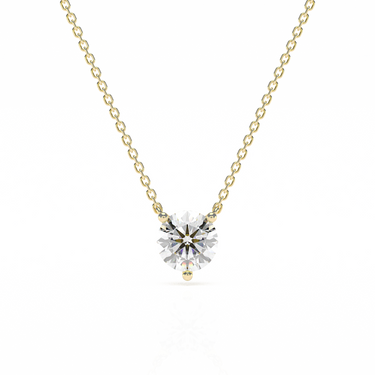 Round Diamond 3 Prong Solitaire Necklace 0.25CT-1CT 18K Gold Vermeil Real Diamond - Le Bezel 