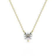 Round Diamond 3 Prong Solitaire Necklace 0.25CT-1CT 18K Gold Vermeil Real Diamond - Le Bezel 