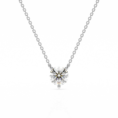 Round Diamond 3 Prong Solitaire Necklace 0.25CT-1CT 18K Gold Vermeil Real Diamond - Le Bezel 