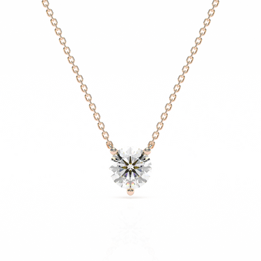 Round Diamond 3 Prong Solitaire Necklace 0.25CT-1CT 18K Gold Vermeil Real Diamond - Le Bezel 