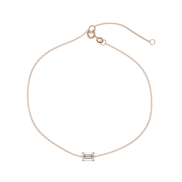 Solitaire Emerald Diamond Bracelet in Four Prong Setting - Le Bezel 