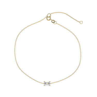 Solitaire Emerald Diamond Bracelet in Four Prong Setting - Le Bezel 