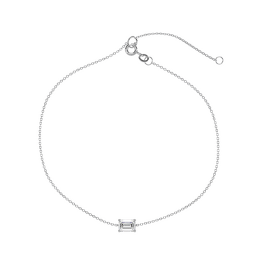 Solitaire Emerald Diamond Bracelet in Four Prong Setting - Le Bezel 