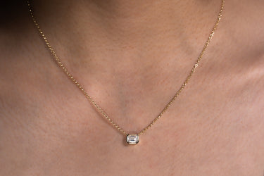 Bezel Emerald Diamond Solitaire Necklace - Le Bezel