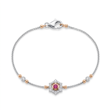 Lab Grown Pink Sapphire Blossom Diamond Bracelet