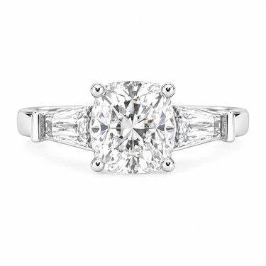 Vivienne Three Stone Cushion Cut Diamond Ring