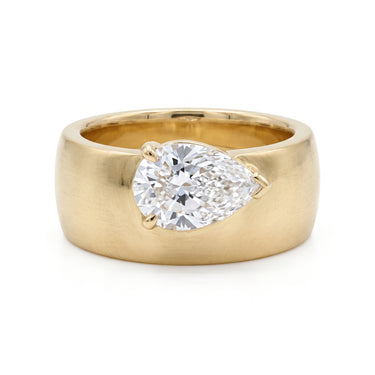 East West Pear Cut Diamond Cigar Band Ring