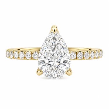 Prong Pavé Solitaire Pear Cut Diamond Ring