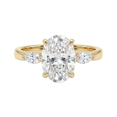 Oval Cut Three Stone Marquise Cut Side Stone Diamond Engagement Ring