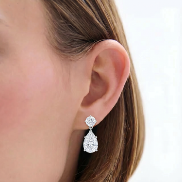 Round & Pear Diamond Drop Earrings