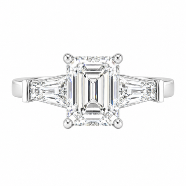 Vivienne Three Stone Emerald Cut Diamond Ring