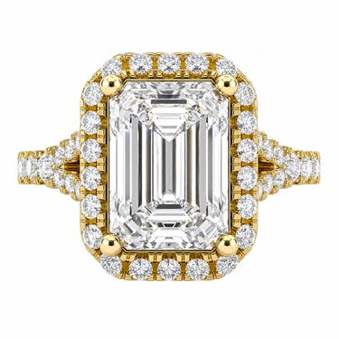 Vintage Halo Pavé Emerald Cut Diamond Ring