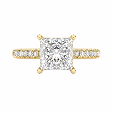 Vintage Pavé Hidden Halo Princess Cut Diamond Ring